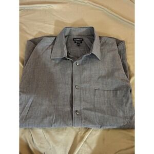 Croft & Barrow Men's Dress‎ Shirt 17.5 34/35 Grey White Pinstripe Classic Fit